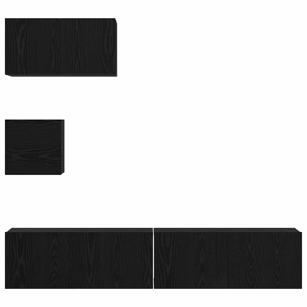 TV-Schrankset 4 pcs Schwarz Eichen-Optik Holzwerkstoff