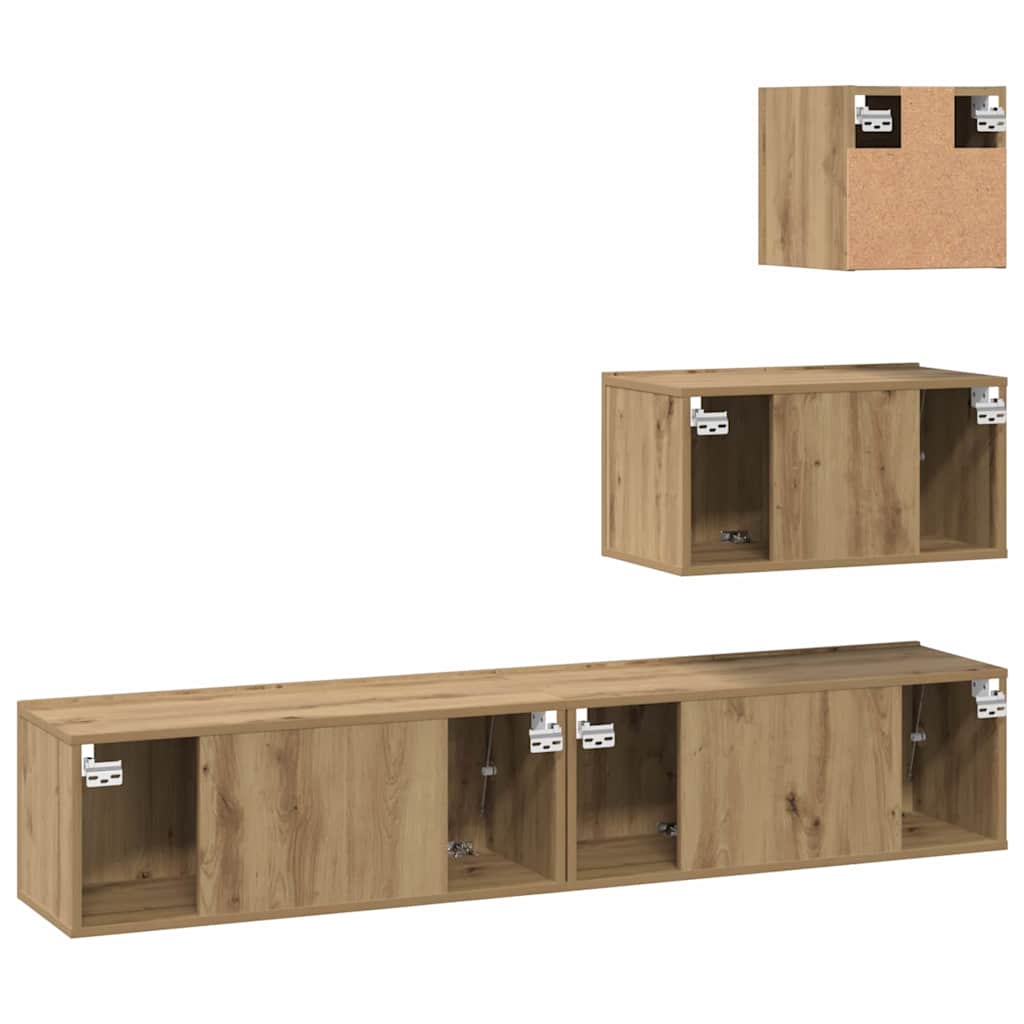 TV-Schrankset Wandmontiert 4 pcs Artisan-Eiche Holzwerkstoff