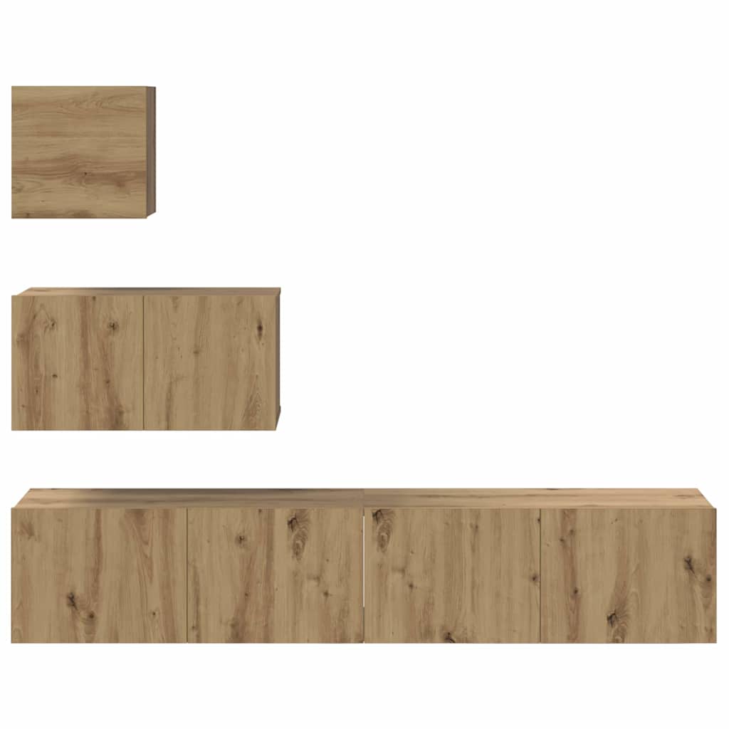 TV-Schrankset Wandmontiert 4 pcs Artisan-Eiche Holzwerkstoff