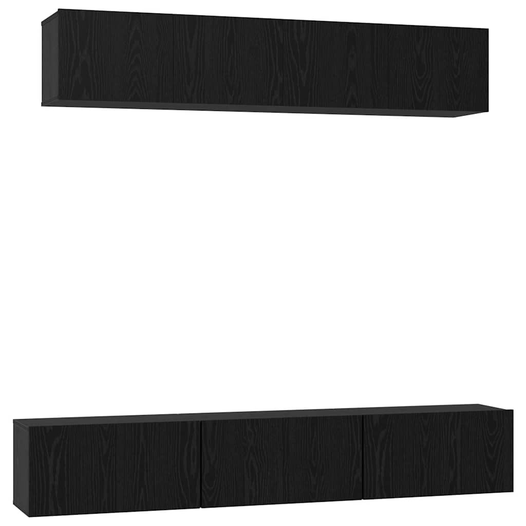 TV-Schrankset 6 pcs Schwarz Eichen-Optik Holzwerkstoff