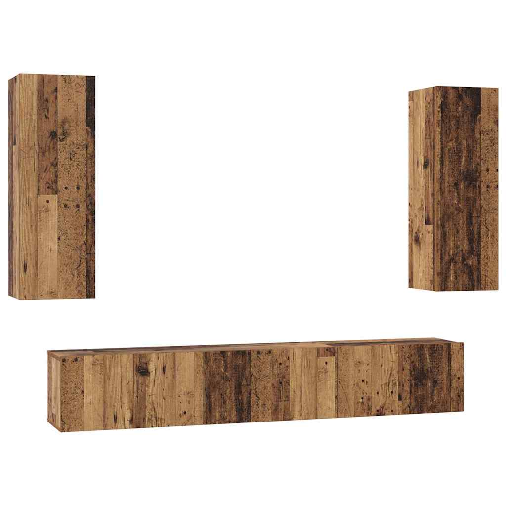 TV-Schrankset Wandmontiert 5 pcs Altholz Holzwerkstoff