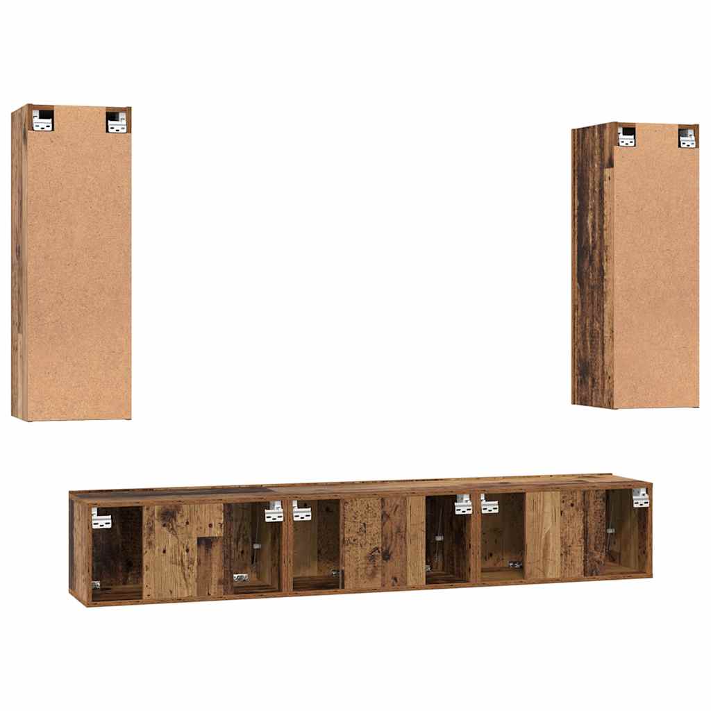 TV-Schrankset Wandmontiert 5 pcs Altholz Holzwerkstoff