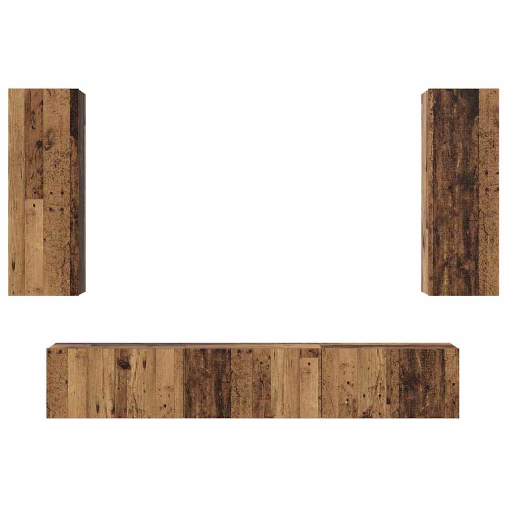 TV-Schrankset Wandmontiert 5 pcs Altholz Holzwerkstoff