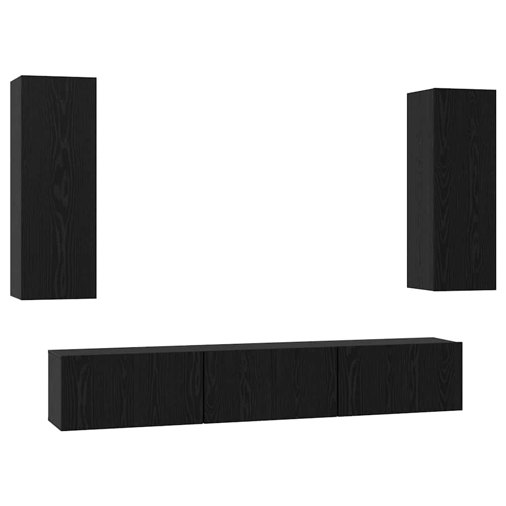 TV-Schrankset 5 pcs Schwarz Eichen-Optik Holzwerkstoff