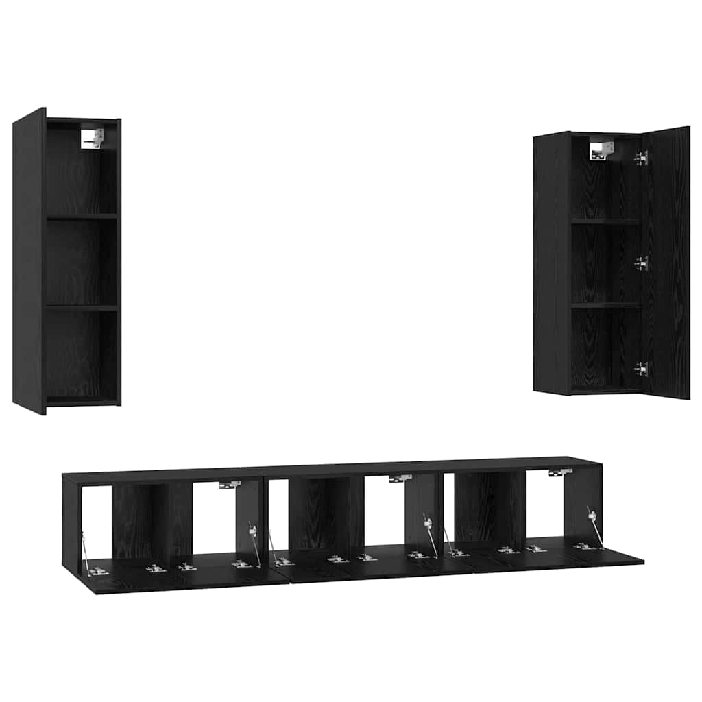 TV-Schrankset 5 pcs Schwarz Eichen-Optik Holzwerkstoff