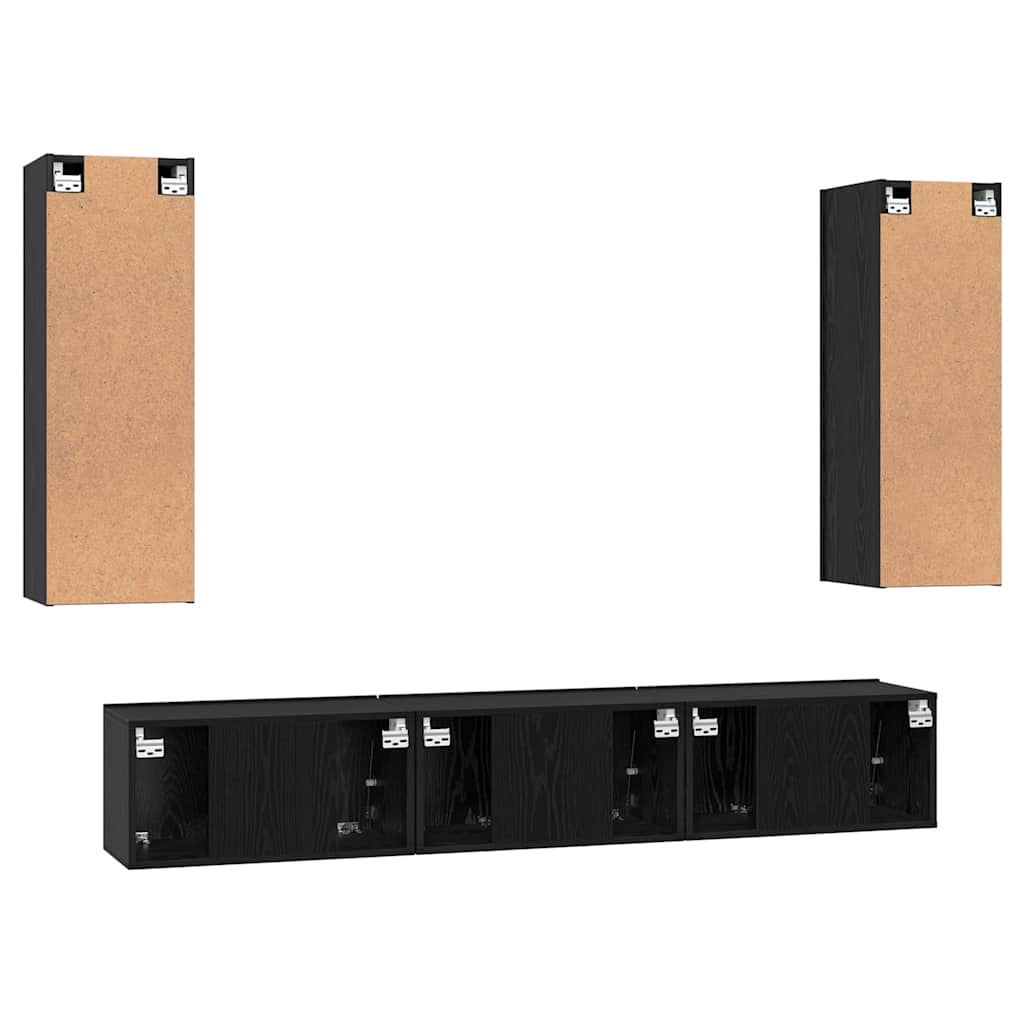 TV-Schrankset 5 pcs Schwarz Eichen-Optik Holzwerkstoff