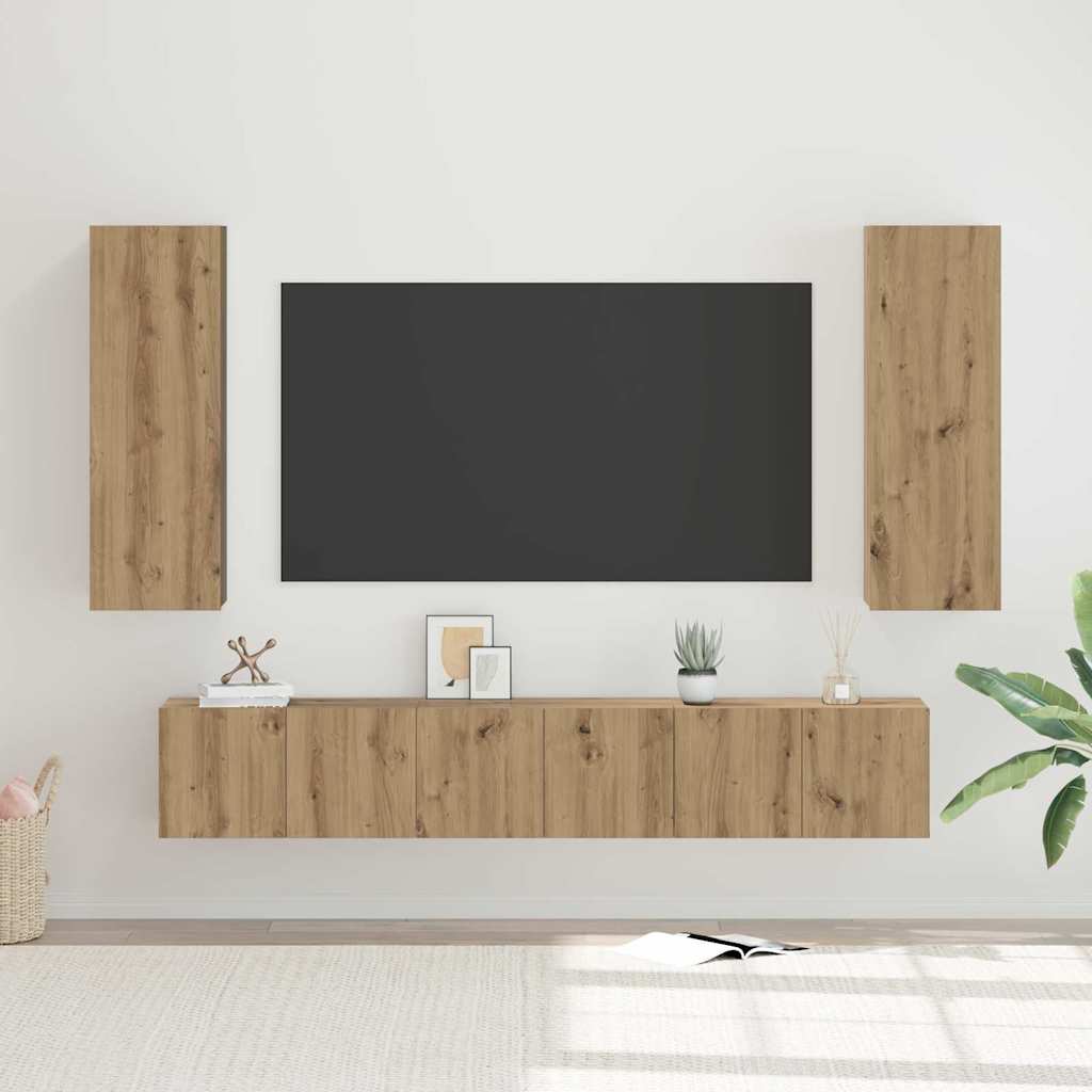 TV-Schrankset Wandmontiert 5 pcs Artisan-Eiche Holzwerkstoff