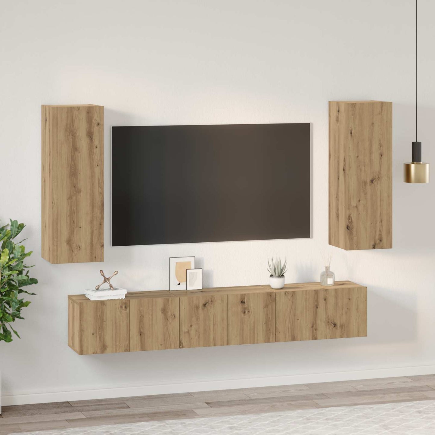 TV-Schrankset Wandmontiert 5 pcs Artisan-Eiche Holzwerkstoff