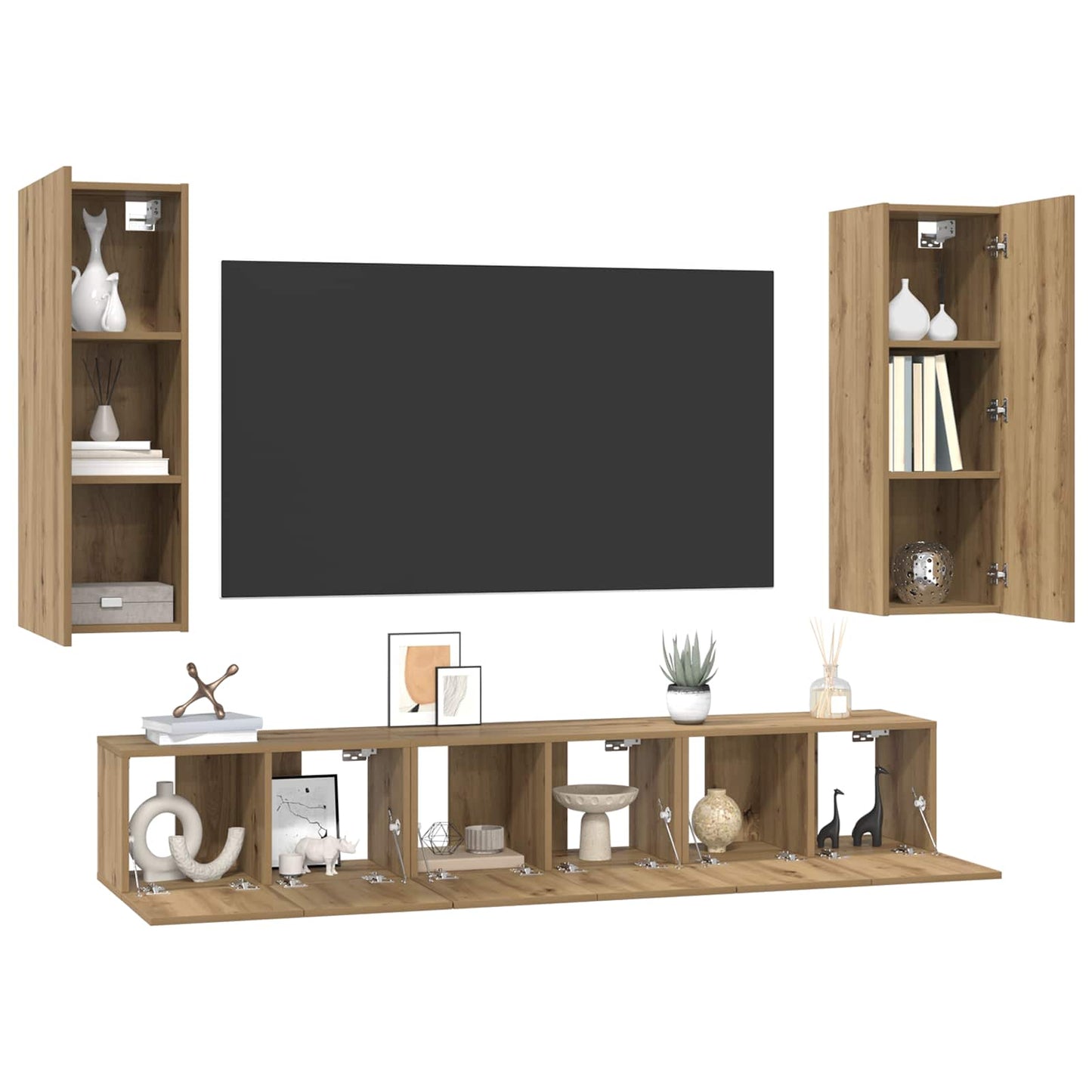 TV-Schrankset Wandmontiert 5 pcs Artisan-Eiche Holzwerkstoff