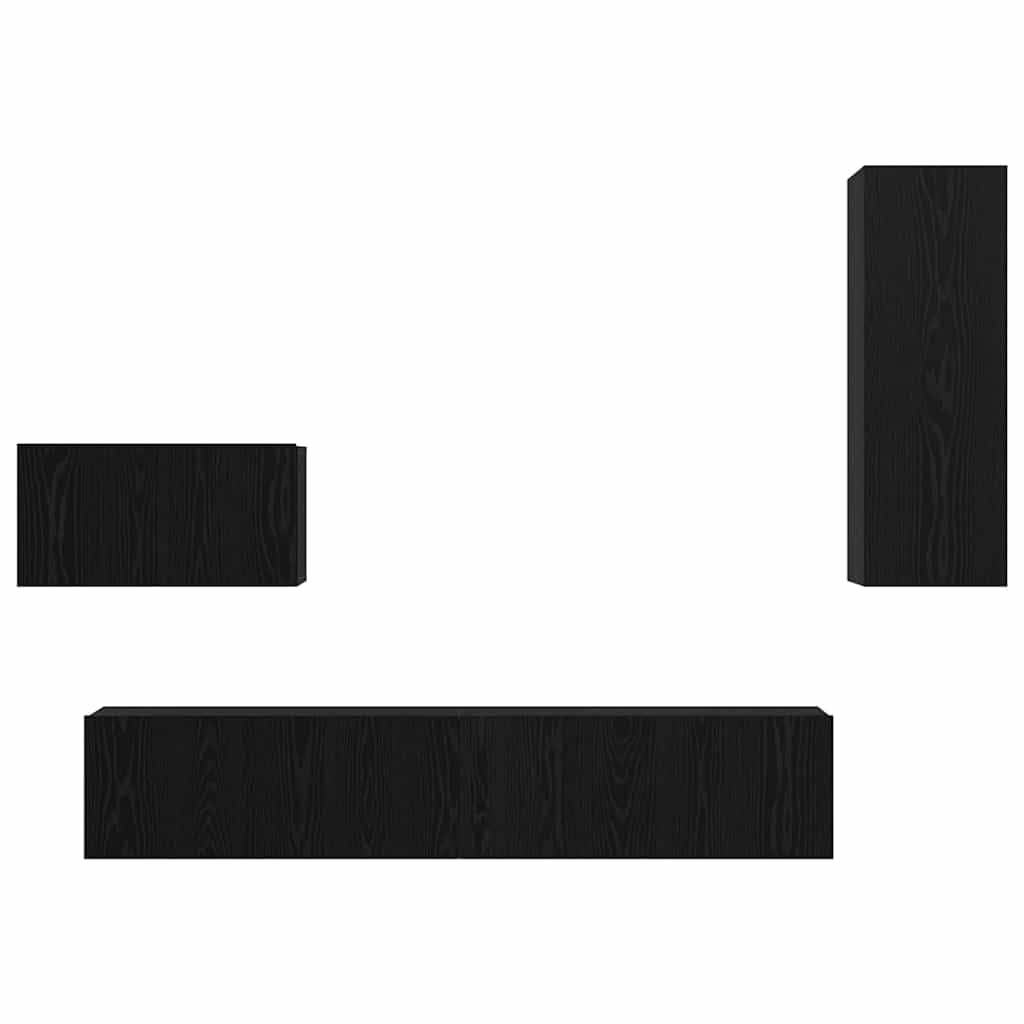Wand-TV-Schrank 4 pcs Schwarz Eichen-Optik Holzwerkstoff
