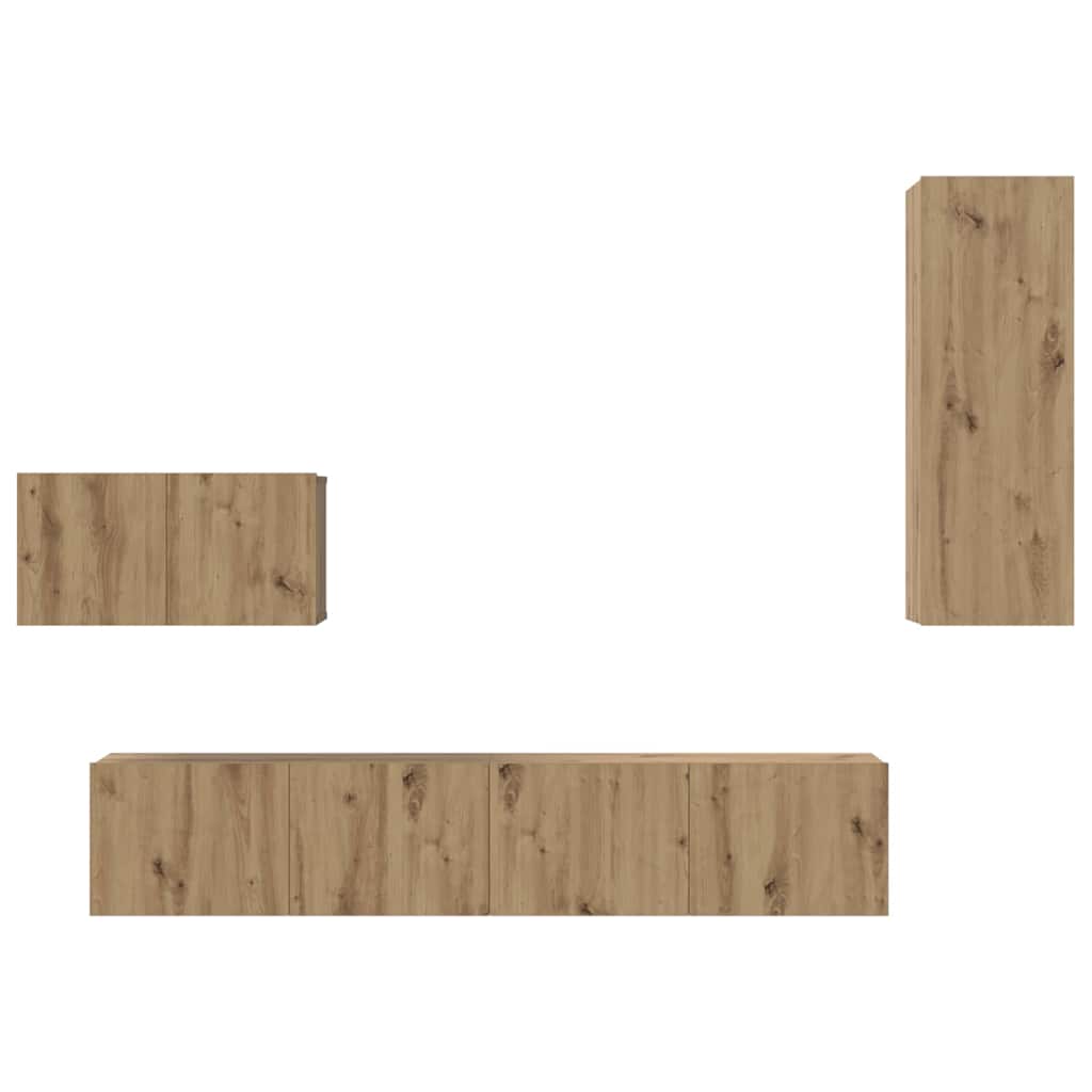 Wand-TV-Schrank Wandmontiert 4 pcs Artisan-Eiche Holzwerkstoff