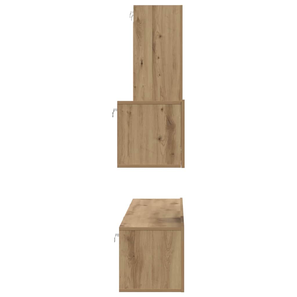 Wand-TV-Schrank Wandmontiert 4 pcs Artisan-Eiche Holzwerkstoff