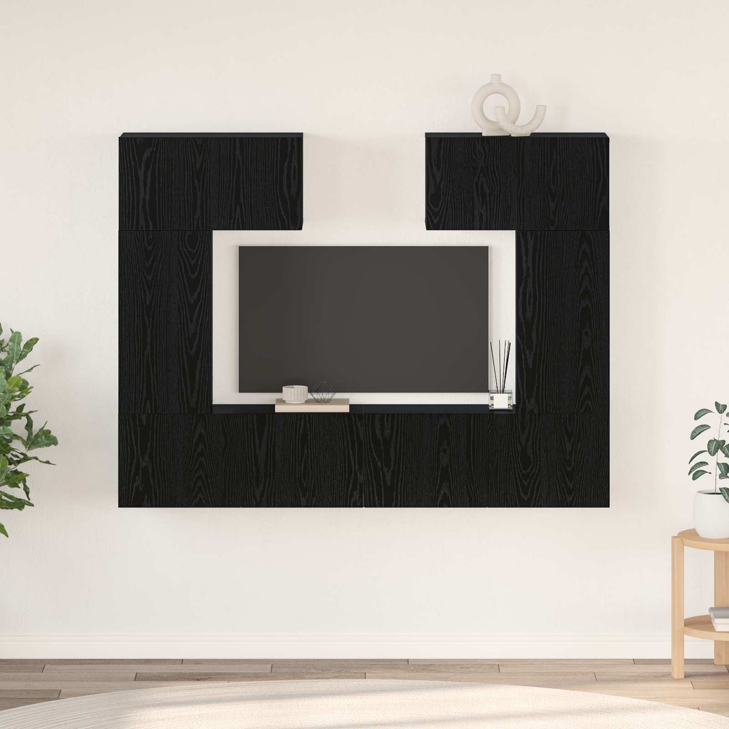 TV-Schrankset 6 pcs Schwarz Eichen-Optik Holzwerkstoff
