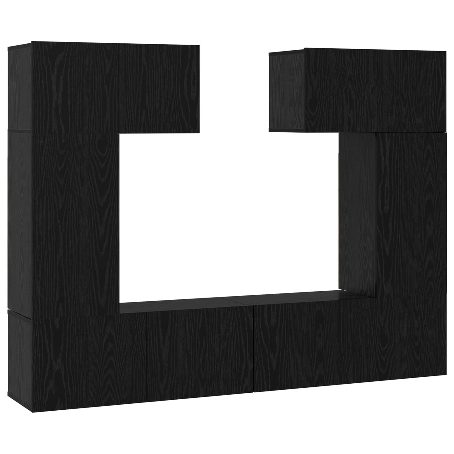 TV-Schrankset 6 pcs Schwarz Eichen-Optik Holzwerkstoff
