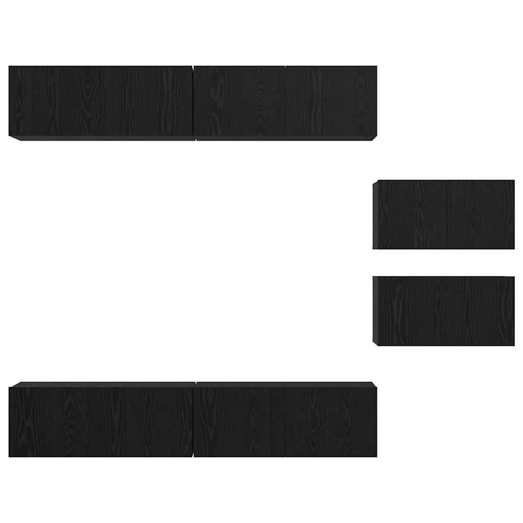 TV-Schrankset 6 pcs Schwarz Eichen-Optik Holzwerkstoff