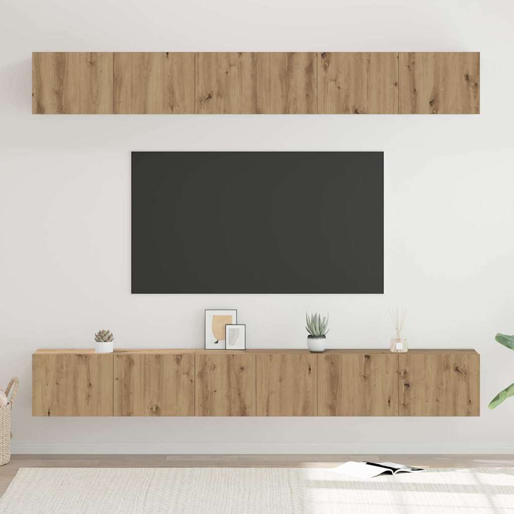 TV-Schrankset Wandmontiert 6 pcs Artisan-Eiche Holzwerkstoff