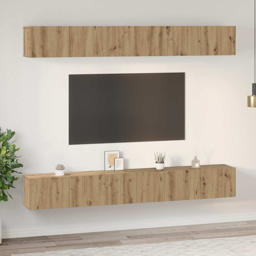 TV-Schrankset Wandmontiert 6 pcs Artisan-Eiche Holzwerkstoff