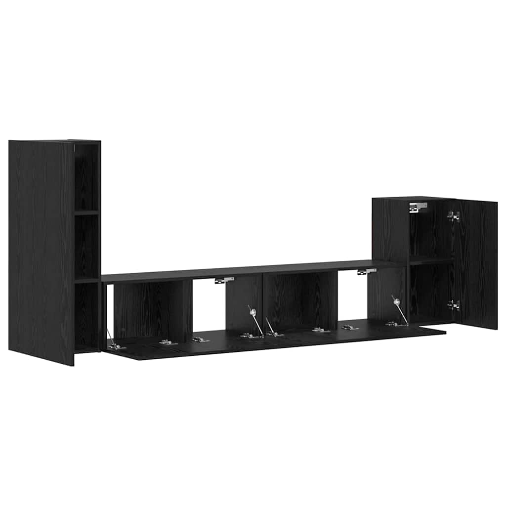 Wand-TV-Schrank 3 pcs Schwarz Eichen-Optik Holzwerkstoff