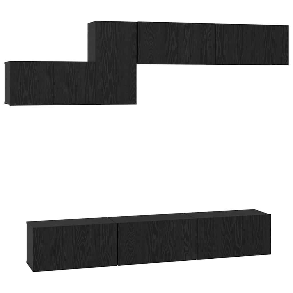 TV-Schrankset 7 pcs Schwarz Eichen-Optik Holzwerkstoff