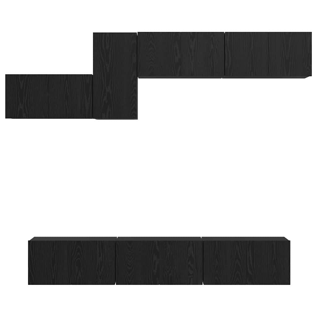 TV-Schrankset 7 pcs Schwarz Eichen-Optik Holzwerkstoff
