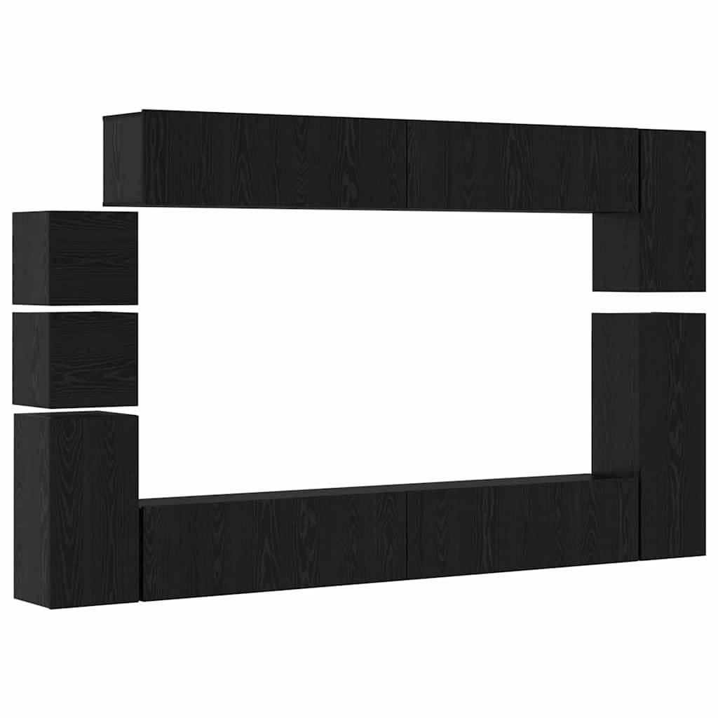 TV-Schrankset 9 pcs Schwarz Eichen-Optik Holzwerkstoff