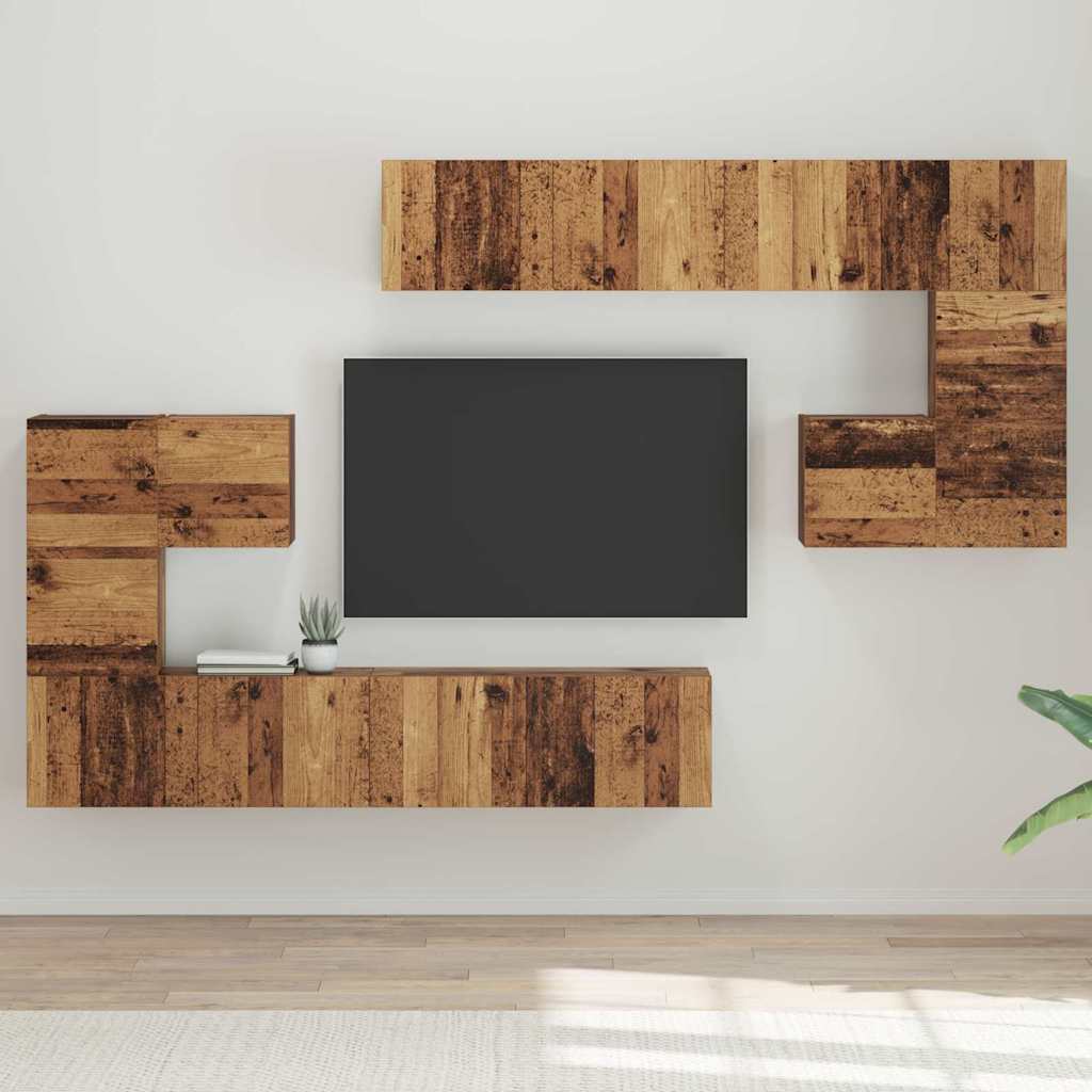 TV-Einheiten Wandmontiert 4 pcs Altholz Holzwerkstoff