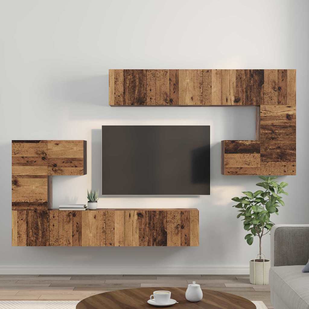 TV-Einheiten Wandmontiert 4 pcs Altholz Holzwerkstoff