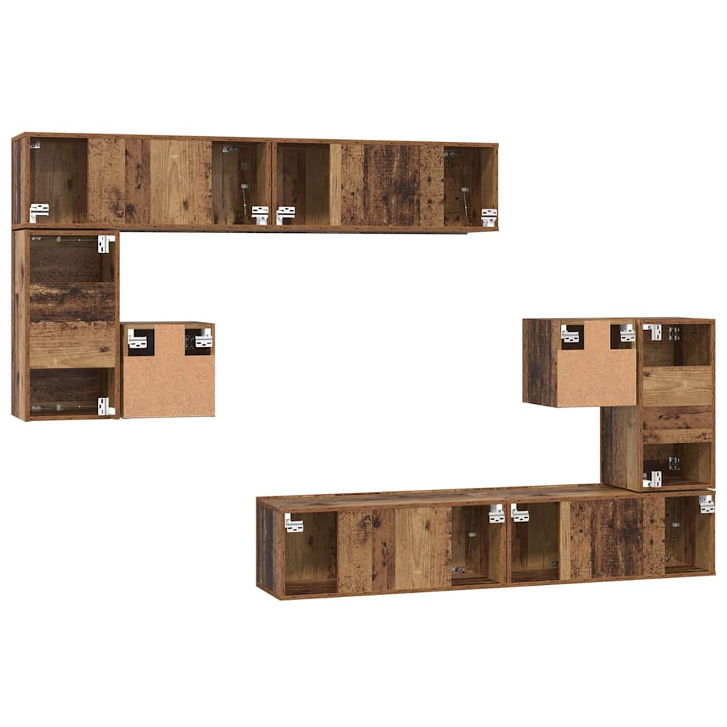 TV-Einheiten Wandmontiert 4 pcs Altholz Holzwerkstoff