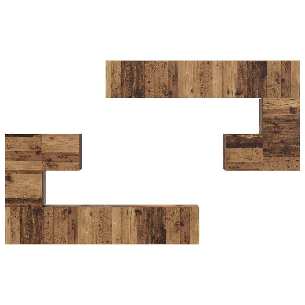 TV-Einheiten Wandmontiert 4 pcs Altholz Holzwerkstoff