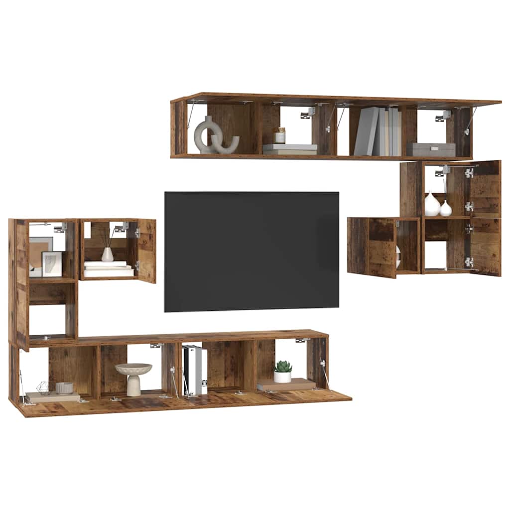 TV-Einheiten Wandmontiert 4 pcs Altholz Holzwerkstoff