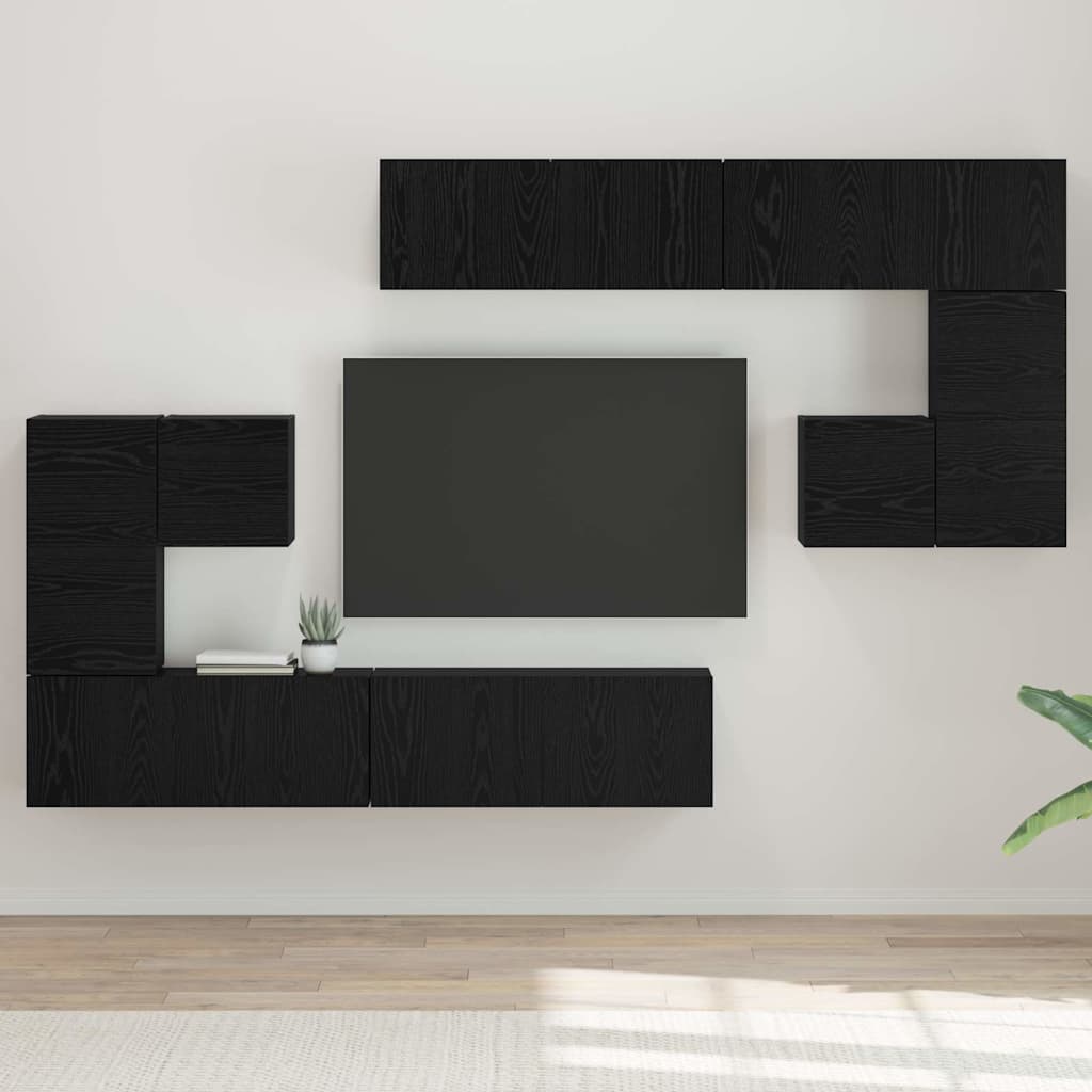 TV-Einheiten 4 pcs Schwarz Eichen-Optik Holzwerkstoff