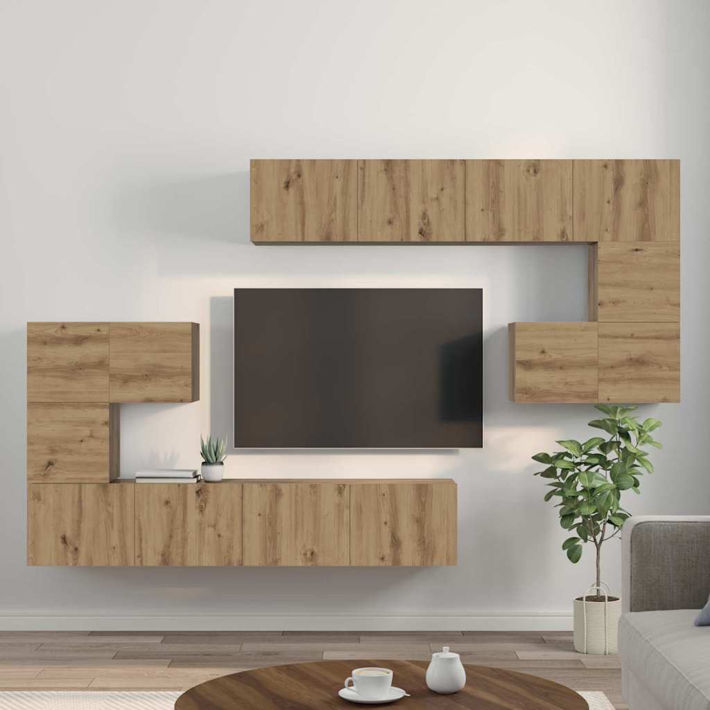 TV-Einheiten Wandmontiert 4 pcs Artisan-Eiche Holzwerkstoff