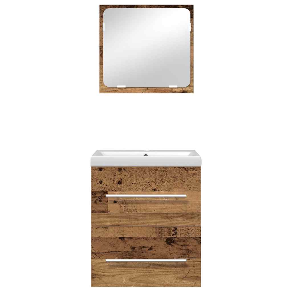 Badezimmermöbel-Set mit Schubladen 2 pcs Altholz Holzwerkstoff