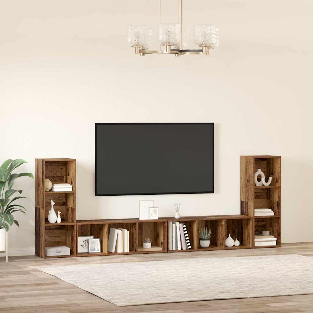TV-Schrankset 4 pcs Altholz 37 x 35 x 107 cm Holzwerkstoff