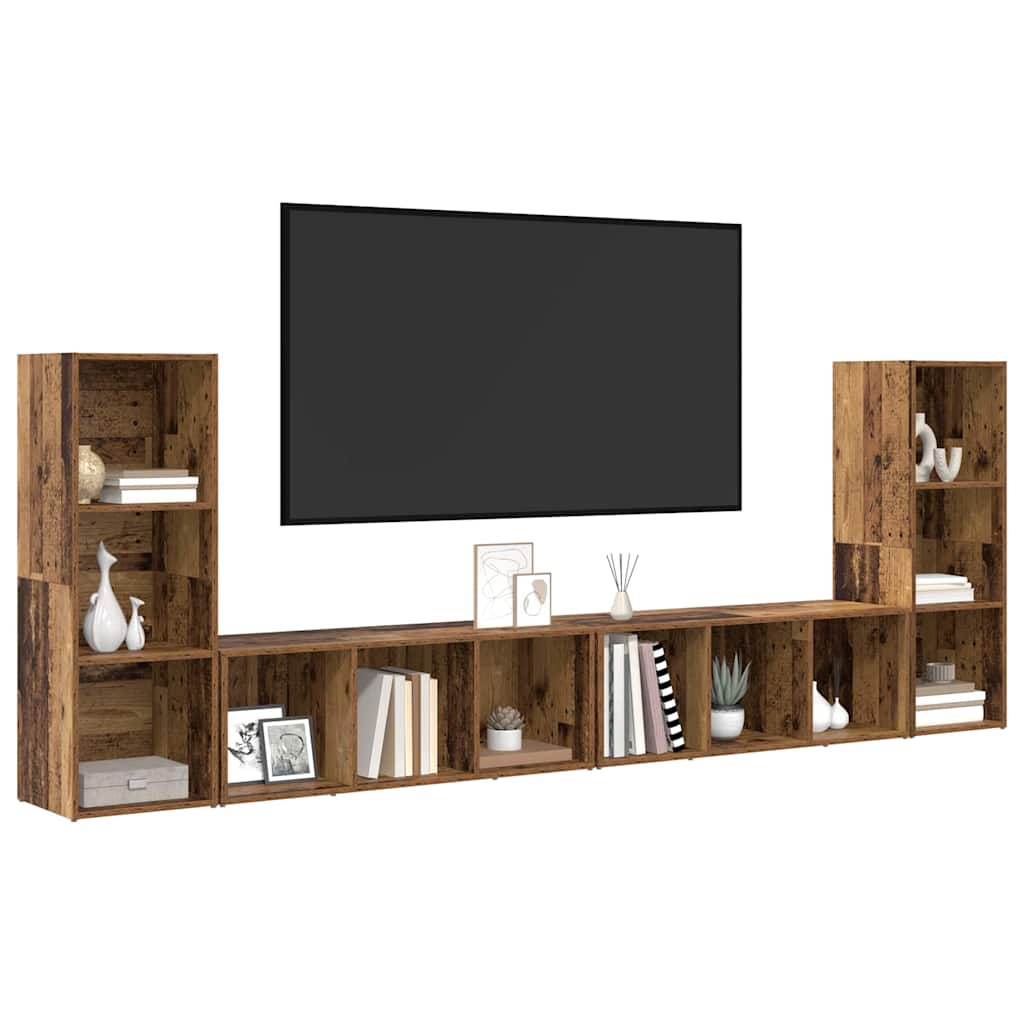 TV-Schrankset 4 pcs Altholz 37 x 35 x 107 cm Holzwerkstoff