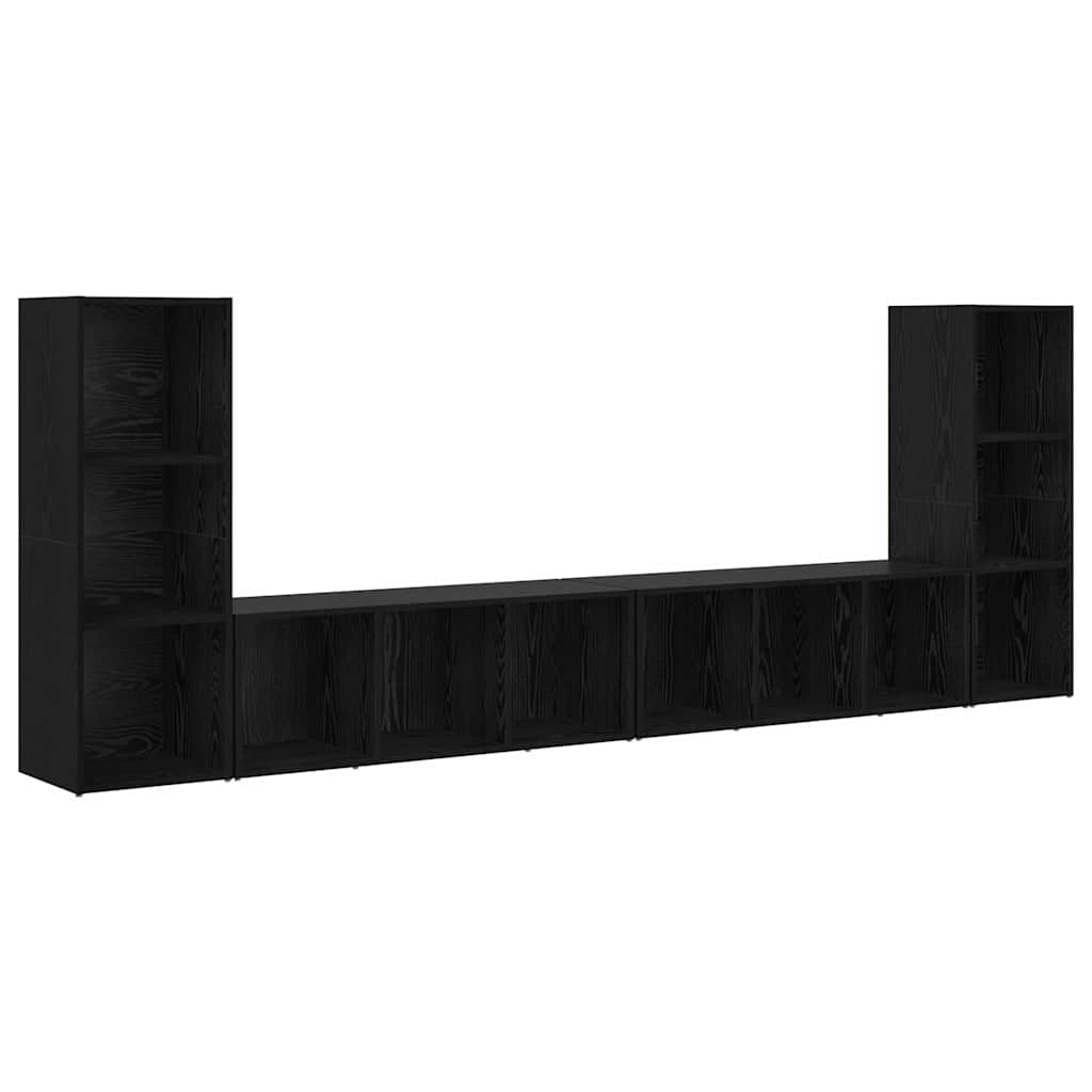 TV-Schrankset 4 pcs Schwarz Eichen-Optik 37 x 35 x 107 cm