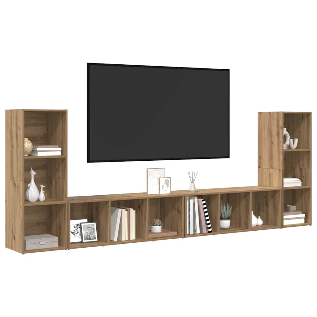 TV-Schrankset Wandmontiert 4 pcs Artisan-Eiche 37 x 35 x 107 cm