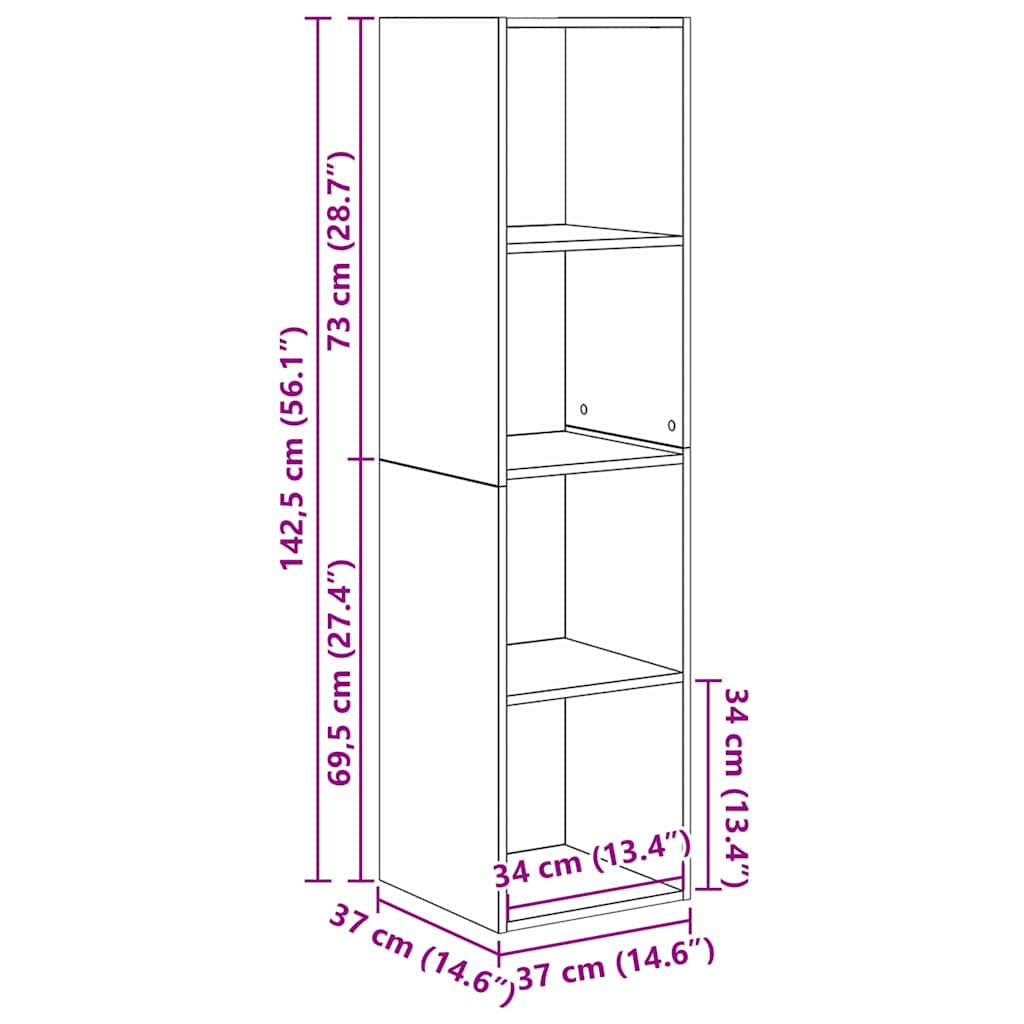 TV-Schrankset 2 pcs Altholz 37 x 37 x 142,5 cm Holzwerkstoff