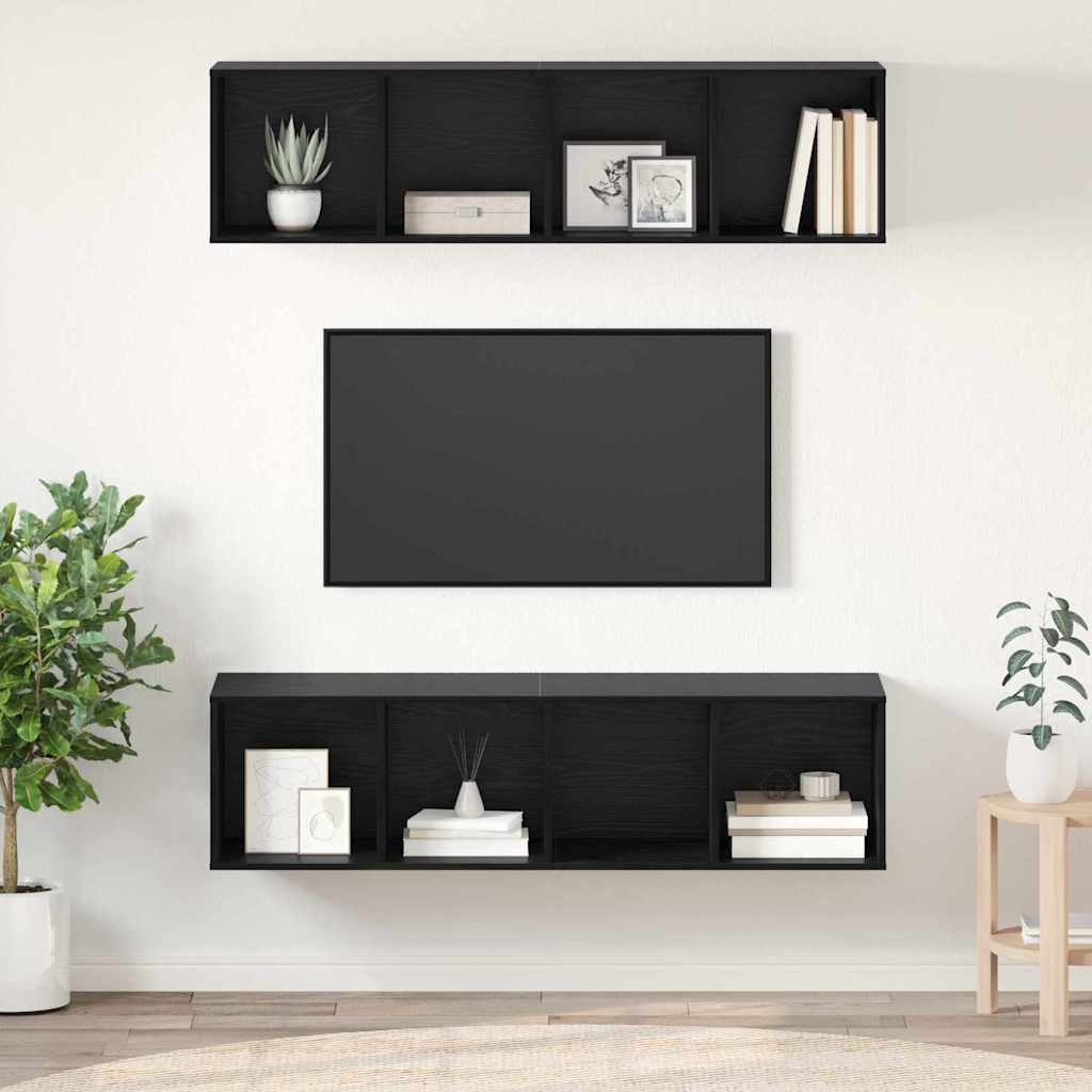 TV-Schrankset 2 pcs Schwarz Eichen-Optik 37 x 37 x 142,5 cm