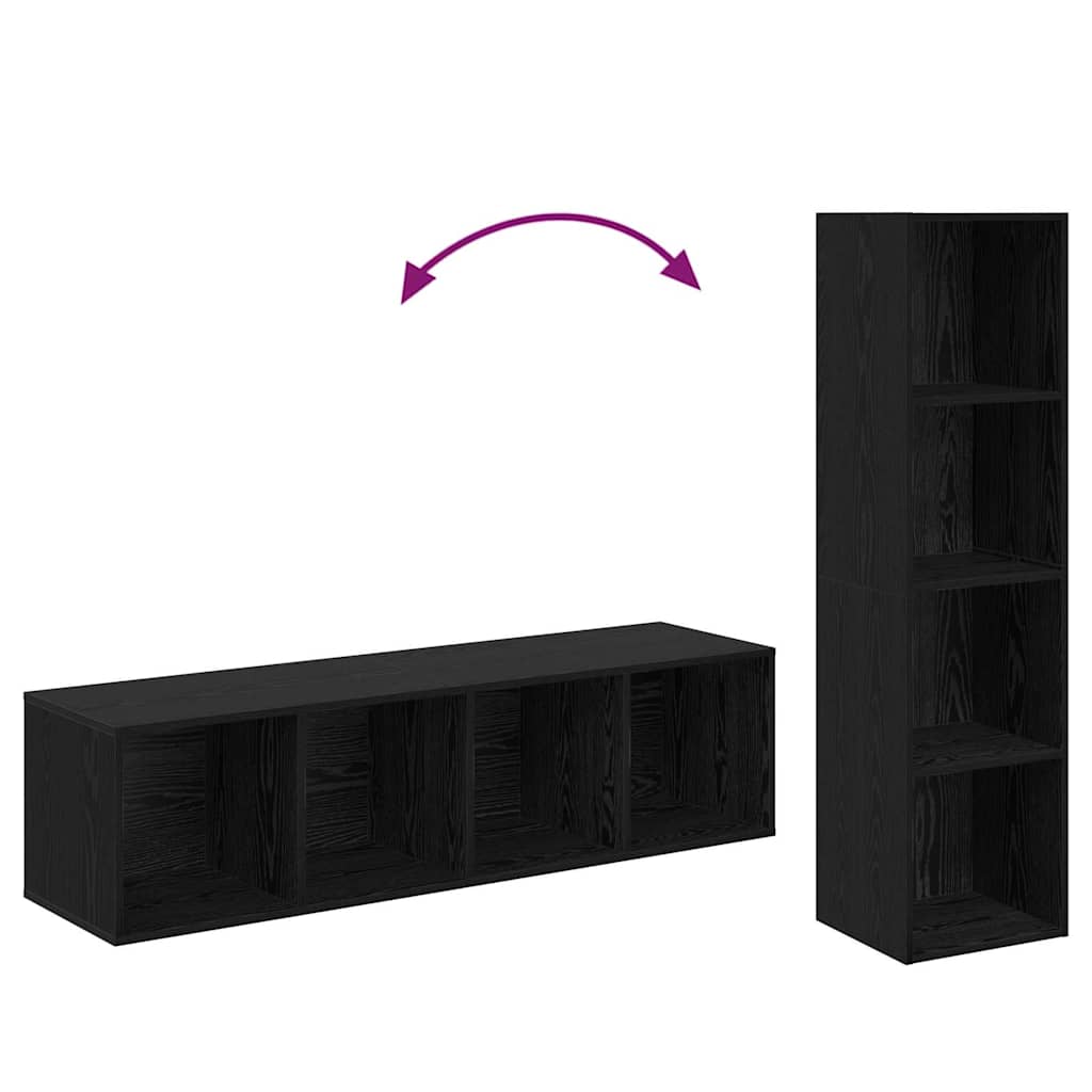 TV-Schrankset 2 pcs Schwarz Eichen-Optik 37 x 37 x 142,5 cm