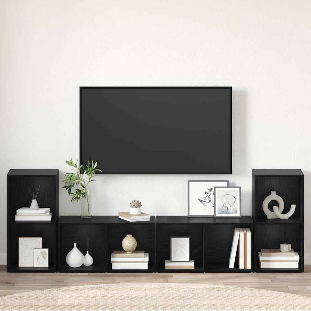 TV-Schrankset 4 pcs Schwarz Eichen-Optik 37 x 37 x 72 cm
