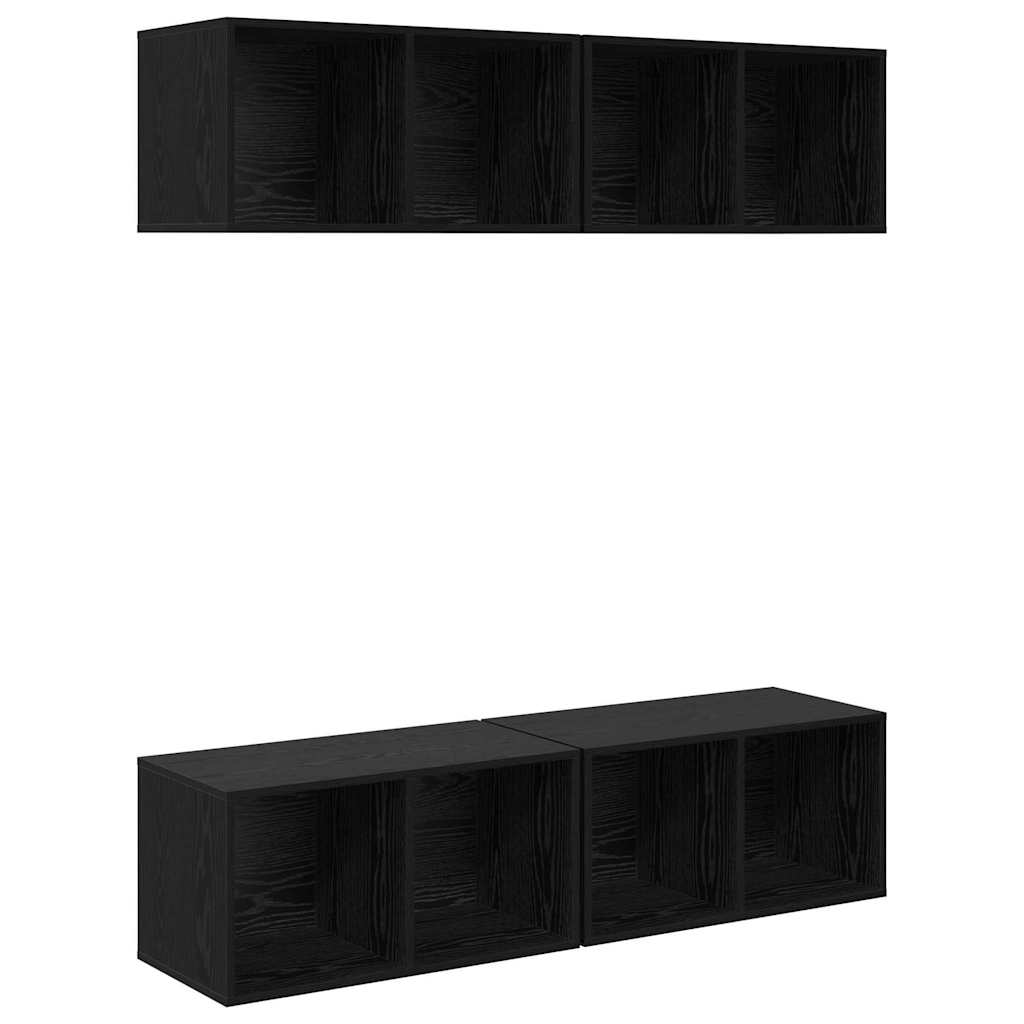 TV-Schrankset 4 pcs Schwarz Eichen-Optik 37 x 37 x 72 cm