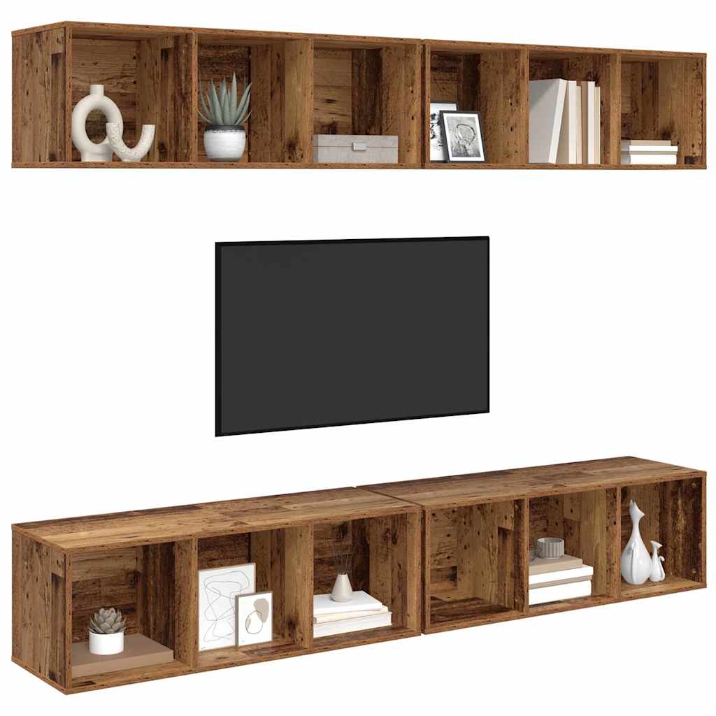 TV-Schrankset 4 pcs Altholz 37 x 37 x 107 cm Holzwerkstoff