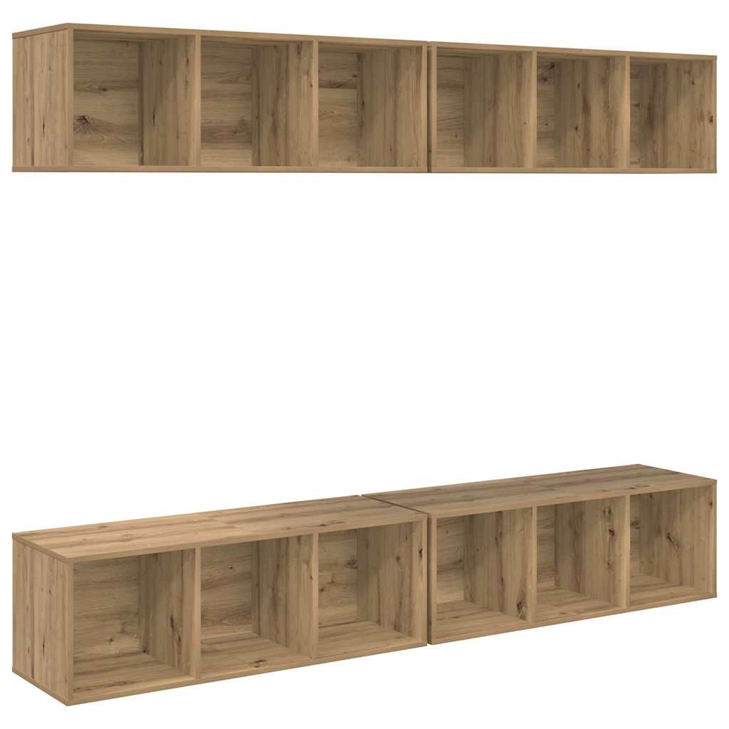 TV-Schrankset Wandmontiert 4 pcs Artisan-Eiche 37 x 37 x 107 cm