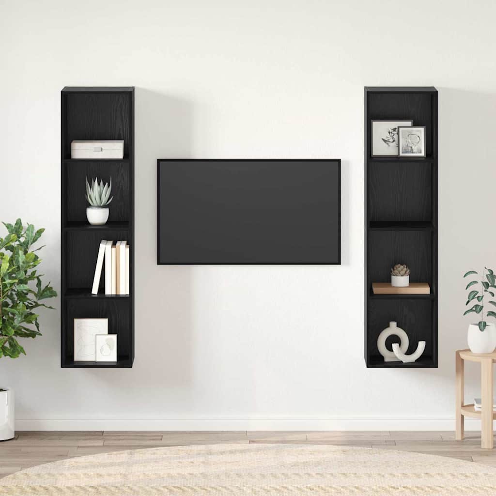 TV-Schrankset 2 pcs Schwarz 37 x 37 x 142,5 cm Holzwerkstoff