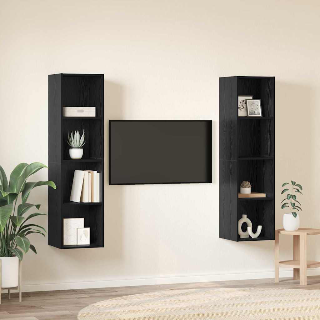 TV-Schrankset 2 pcs Schwarz 37 x 37 x 142,5 cm Holzwerkstoff
