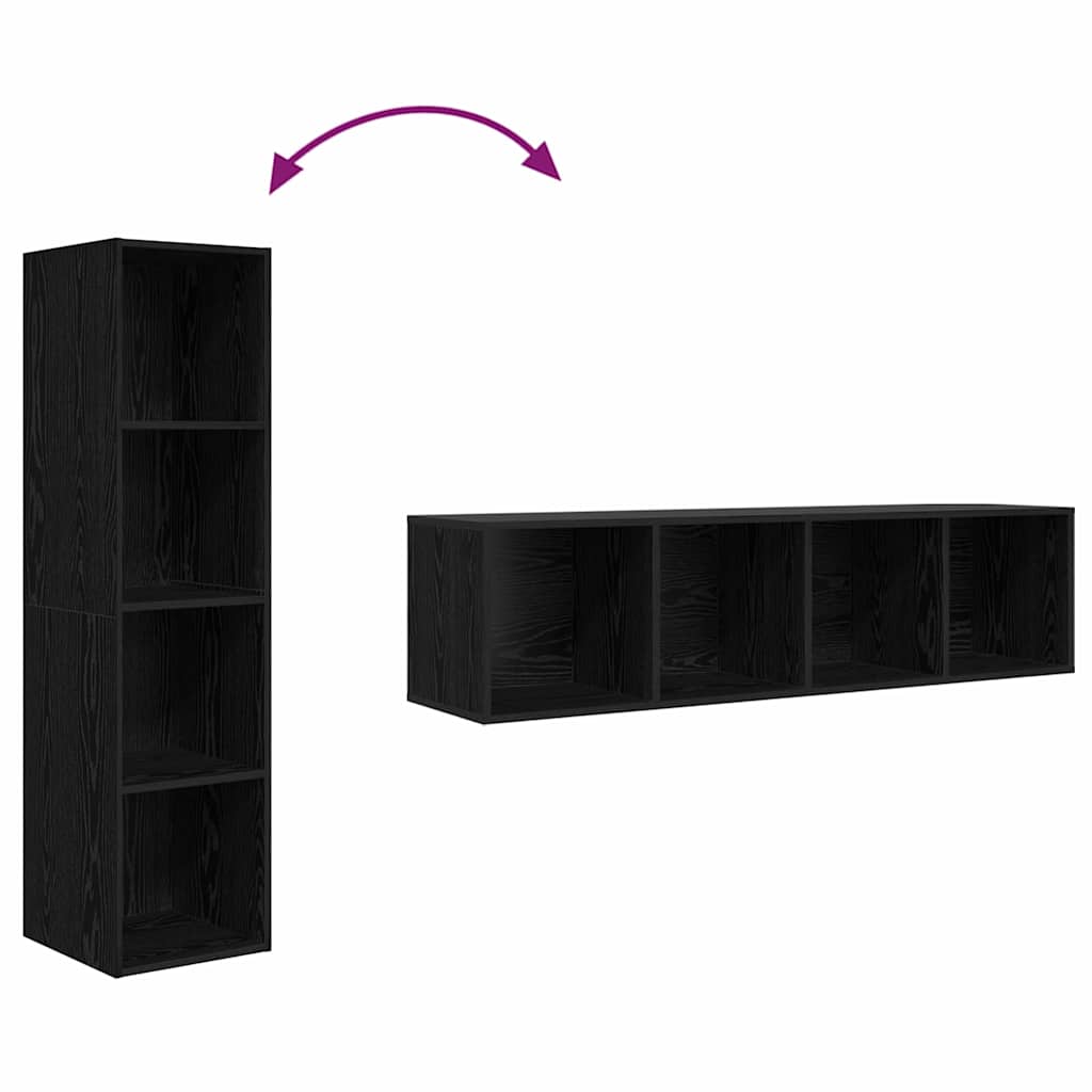 TV-Schrankset 2 pcs Schwarz 37 x 37 x 142,5 cm Holzwerkstoff