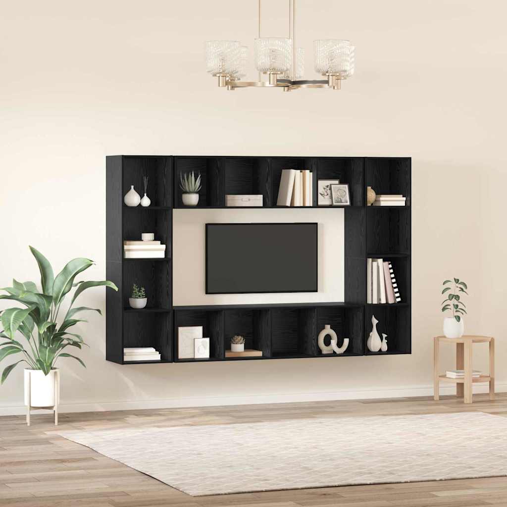 TV-Schrankset 4 pcs Schwarz 37 x 37 x 142,5 cm Holzwerkstoff