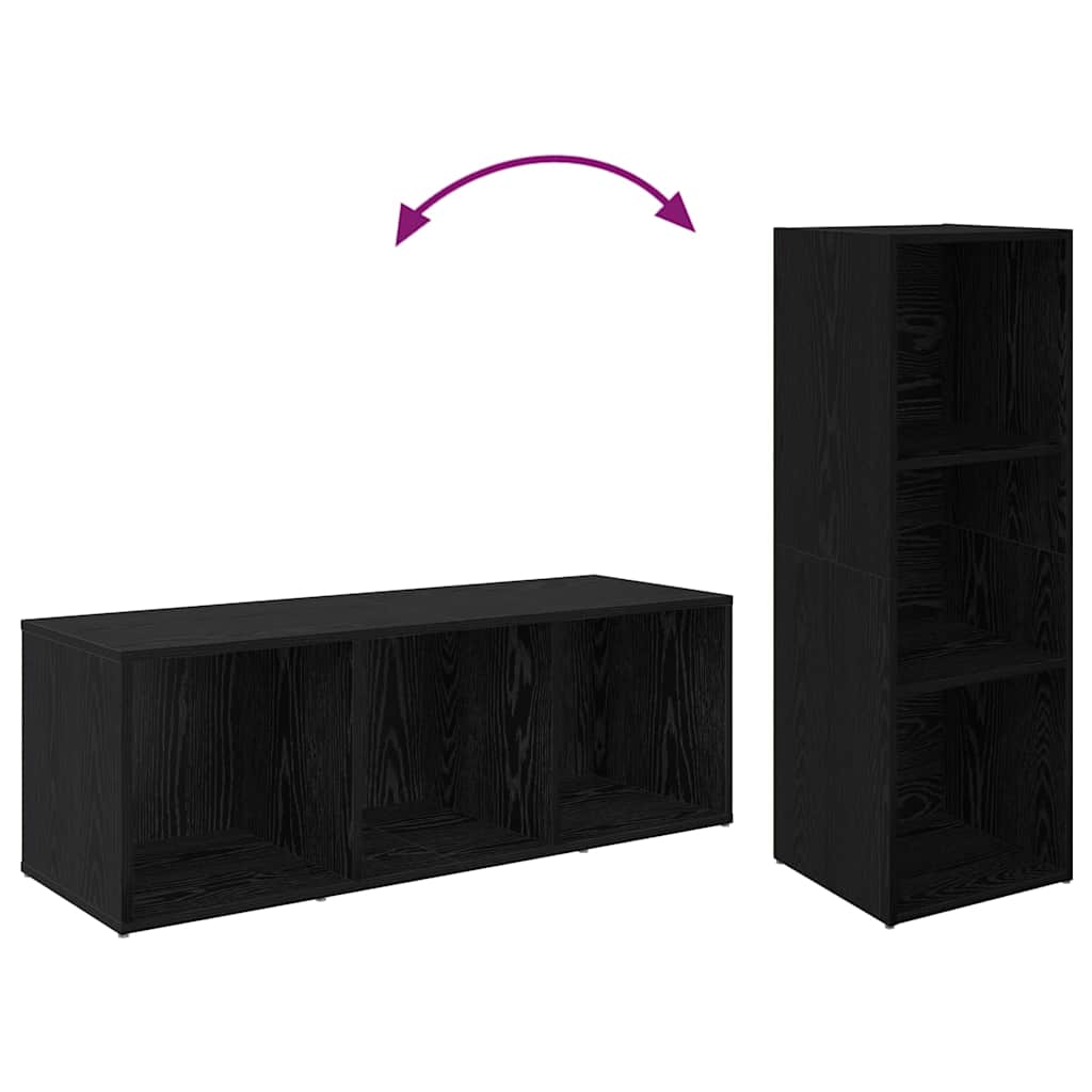 TV-Schrankset 3 pcs Schwarz Eichen-Optik 37 x 35 x 107 cm