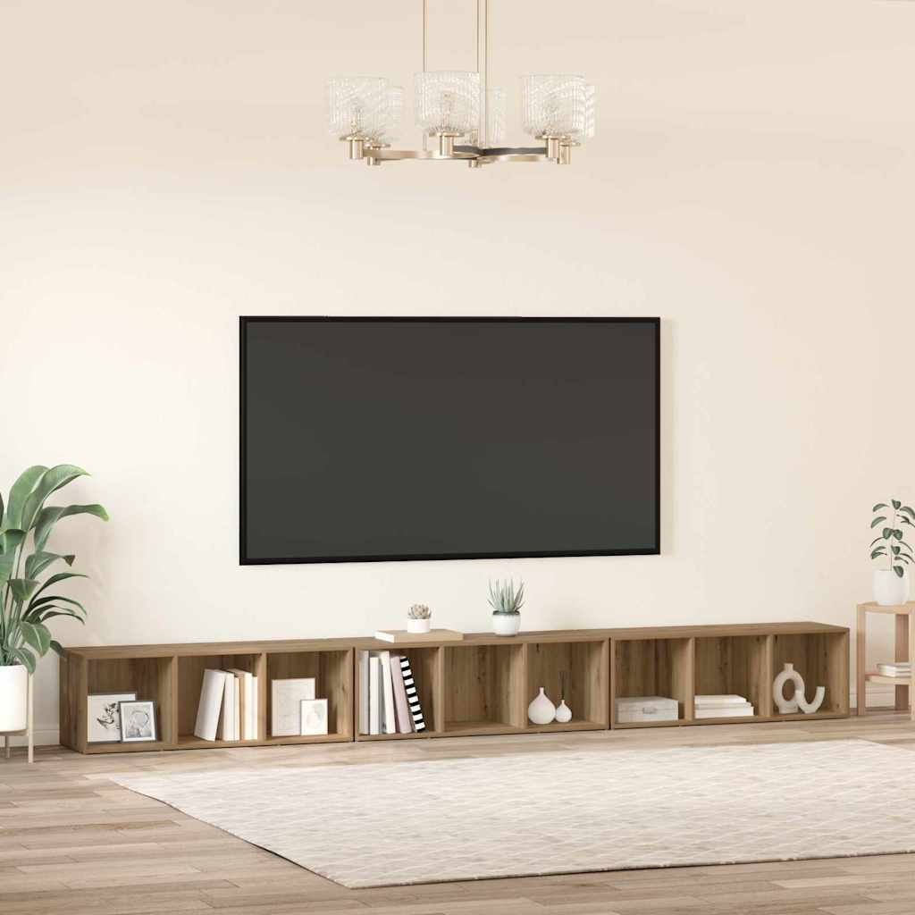 TV-Schrankset Wandmontiert 3 pcs Artisan-Eiche 37 x 35 x 107 cm